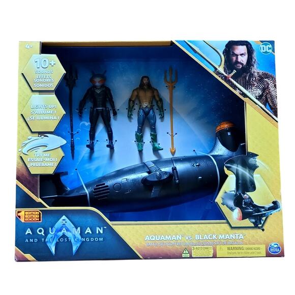DC Comics Aquaman vs Black Manta Action Figure Battle Set with Submarine - Picture 1 of 3
